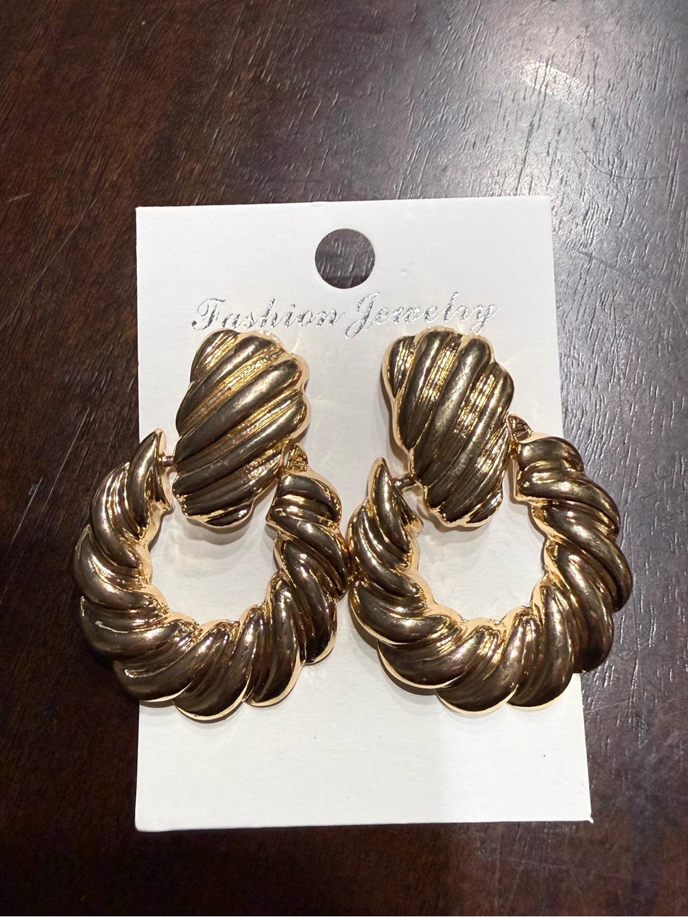 NEW Fashion Jewelry Shiny Gold Twisted Hoop Dangle Earrings